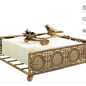 Ornate Bronze Napkin Holder with Bird And Flower Design New